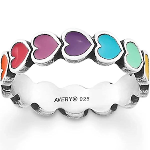 James Avery Connected Hearts Enamel Ring in Sterling Silver