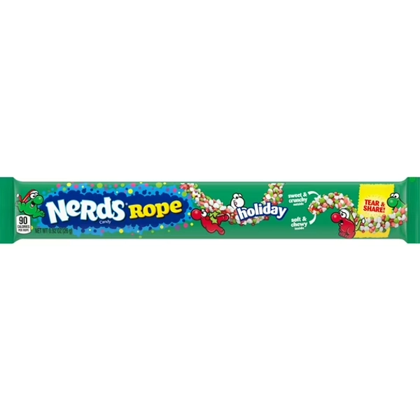 Nerds Holiday Ropes, Individually Wrapped Holiday Candy for Stocking Stuffers, Holiday Themed Nerd Ropes Candy Pack, 0.92 Oz