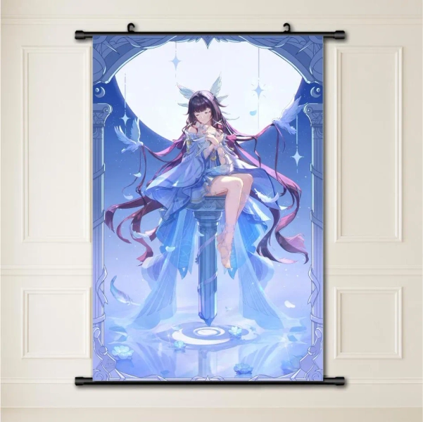 Genshin Impact  columbina  Anime Wall Scroll Painting Poster Art Hanging Tapestry for Home or Office Decor