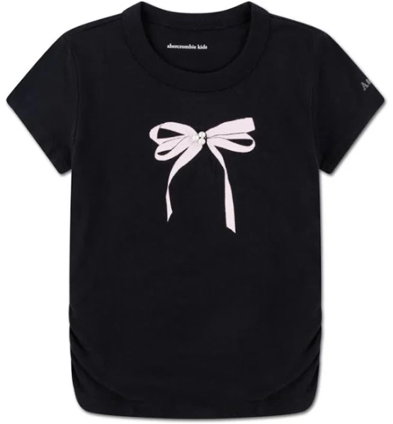 Abercrombie Kids Girls' Pearl Bow Ruched Cotton Blend T-Shirt