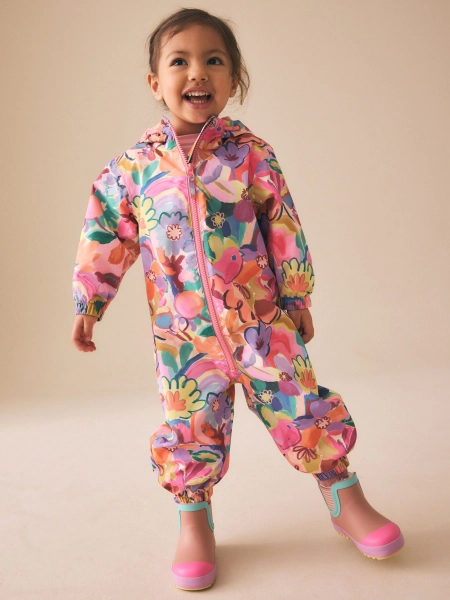 Bright Floral Waterproof Printed Puddlesuit (3mths-7yrs)
