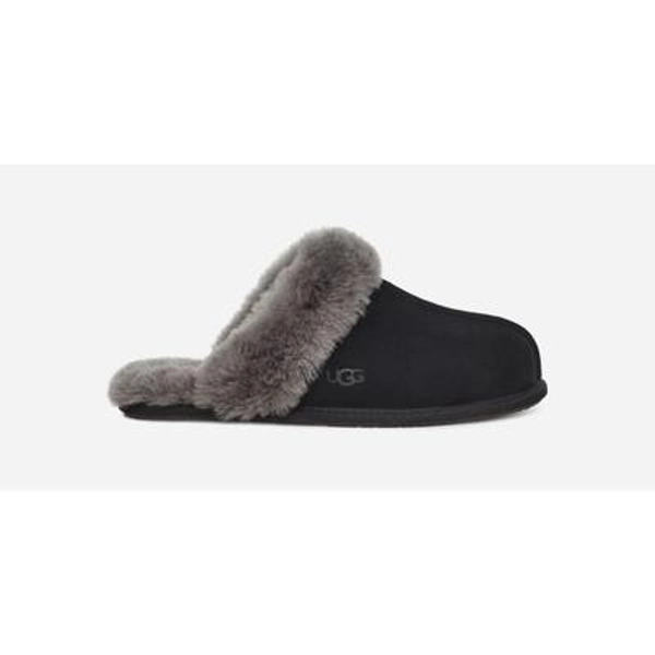 UGG® Women's Scuffette II Suede Sheepskin Slipper in Black/Grey, Size 9