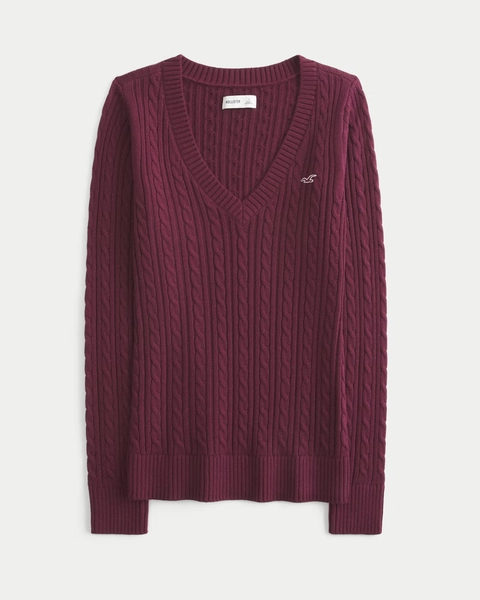 Cable-Knit Icon V-Neck Sweater