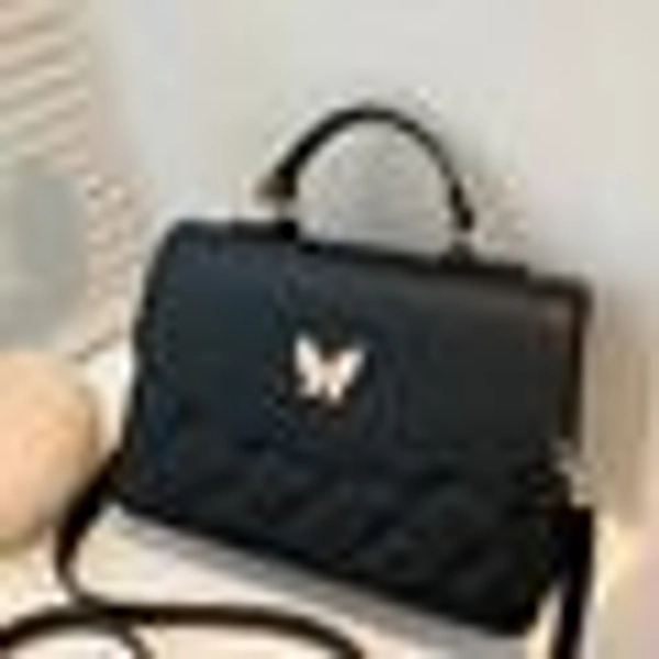 BirdinBag - Quilted Square Bag with Elegant Metal Butterfly Decor