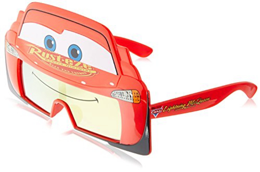 Sun-Staches Disney Cars Official Lightning McQueen Sunglasses, Costume Accessory Mask, UV400, One Size Fits Most