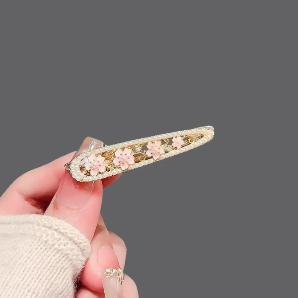 Super Fairy Pearl Sakura One-word Hair Clip For Women Sweet Side Bangs Clip Daily Alloy Duckbill Clip Hairpin Hair Accessories - AliExpress 200000297