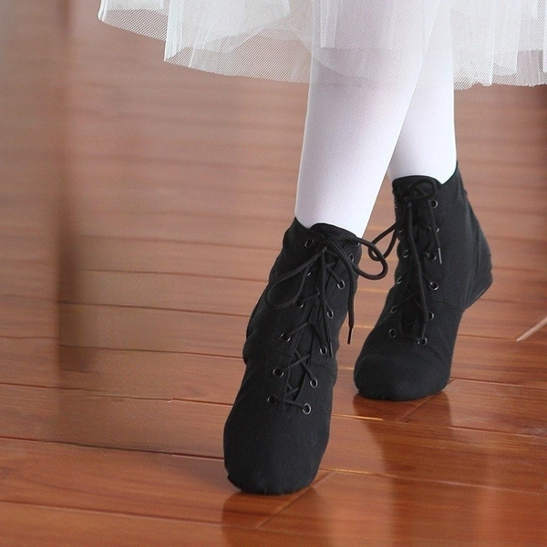 Sapatos de lona de jazz Sapatilhas de dança de menino preto/vermelho suave para puxar os cadarços de ioga para crianças | Shopee Brasil