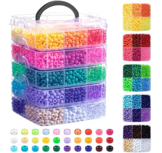 Pony Beads 6000pcs 6x9mm 30 Colors Bulk Kandi Bracelet Making Crafts