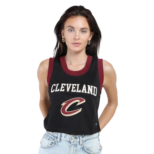 Women's Black Script C Cropped Jersey Tee