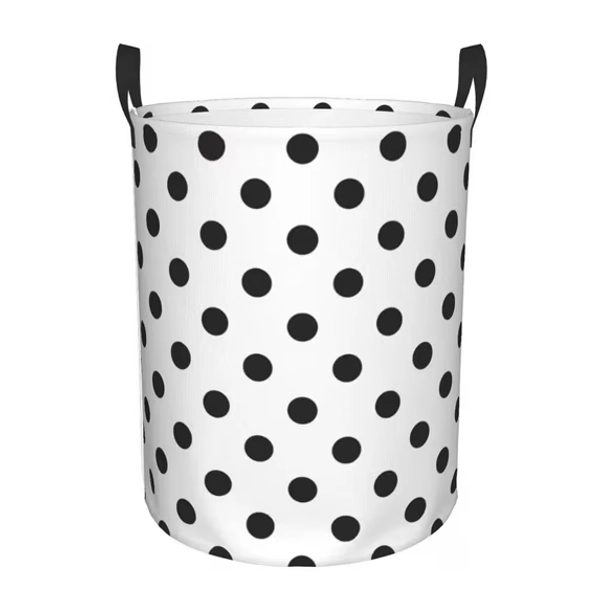 Pink And White Polka Dots Pattern Laundry Basket Foldable Clothes Toy Hamper Storage Bin for Kids Nursery