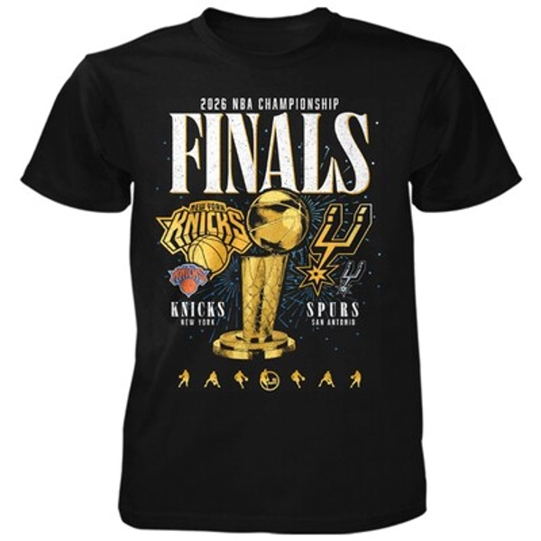 Unisex New York Knicks vs. San Antonio Spurs Black 2026 NBA Finals Matchup Trophy T-Shirt