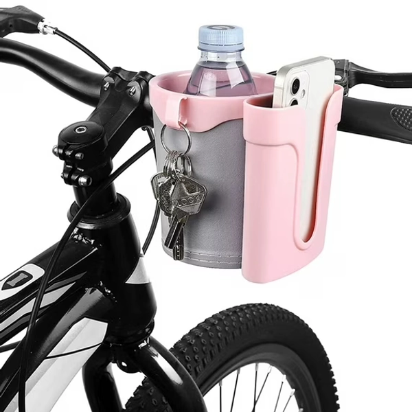 Twinkseal Bicycle Drink Holder Bicycle Cup Holder with Phone Mount Universal Non-slip Drink Holder for Bikes Scooters More 3-in-1 Design Holds Water Bottles