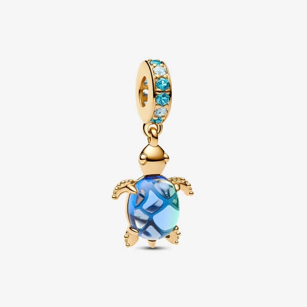 Pandora Sea Turtle Murano Glass Dangle Charm