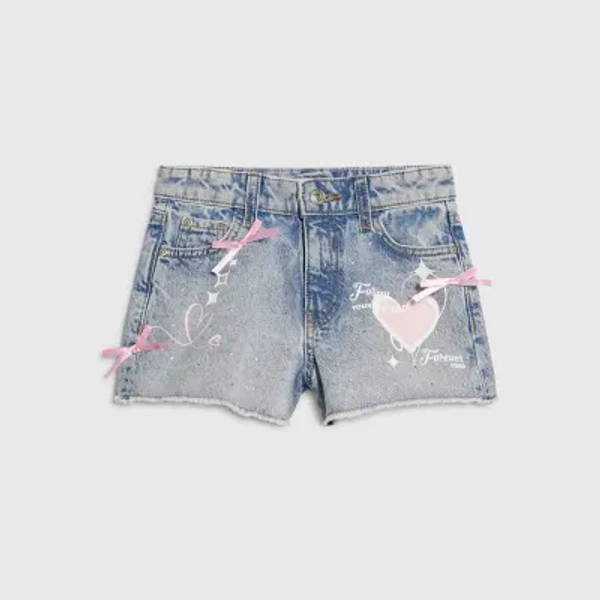 Girls Blue Pretty Graffiti Denim Shorts