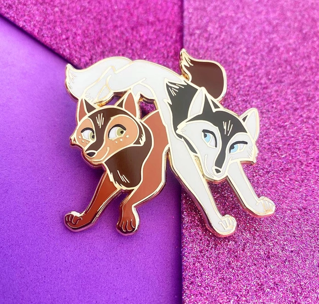 Robyn and Mebh Wolf Enamel Pins Cartoon Cute UK Store