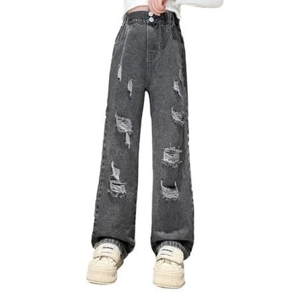 Girls Baggy High-Waisted Denim Pants