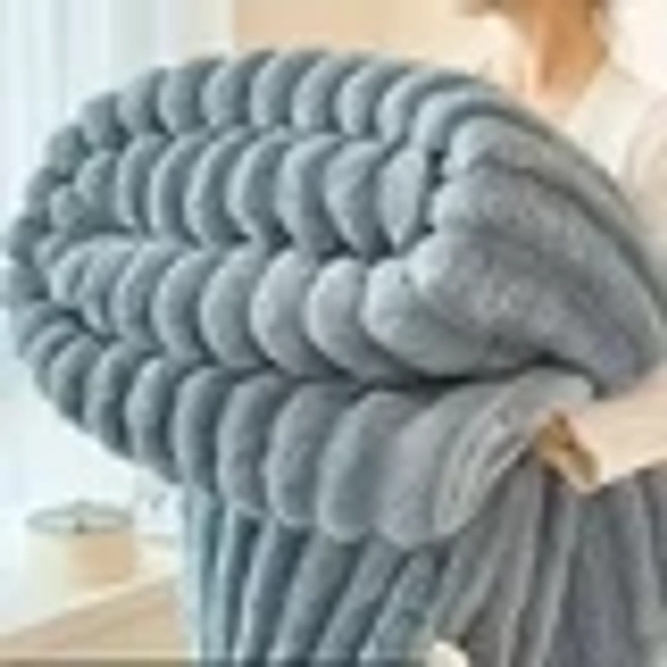 Boovnll Bunny Blanket, Super Soft & Warm Faux Rabbit Fur Throw Blanket, Lightweight Microfiber Machine Washable for Indoor Bedroom, Living Room, Bed, Couch, Sofa, Camping, Blanket - (71x79")