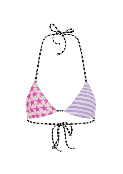 ALL STARS TRIANGLE BIKINI TOP IN PINKS & PURPLES - Pink & Purple / XS