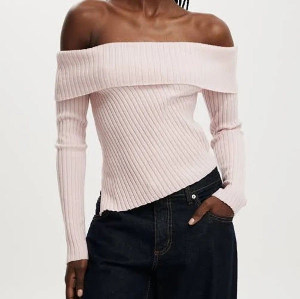 Cotton On Women's Asym Rib Off Shoulder Knit