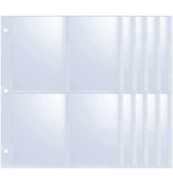 Pockets Binder Card Sleeves, 30 Pcs Double Sided 4 Pocket Trading Card Sleeves Pages for 3 Ring Binder, Clear Flexible Card Page Sleeves