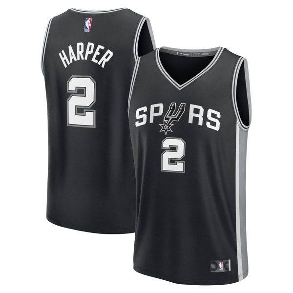 Men's San Antonio Spurs Dylan Harper Fanatics Black 2025 NBA Draft First Round Pick Fast Break Replica Jersey - Icon Edition
