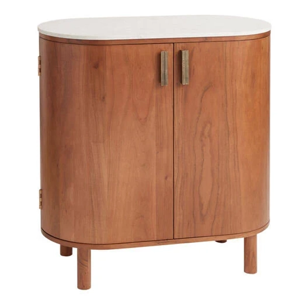World Market Caitlin Oval Marble Top Bar Cabinet
