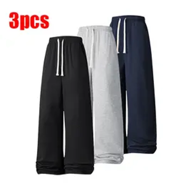 Gray Loose Wide Leg Drawstring Sports Pants Casual Street Style Sweatpants for Everyday Wear & Sports