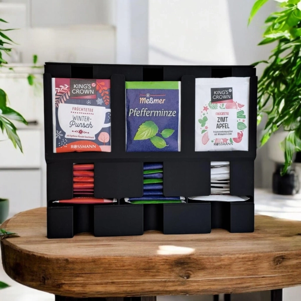 3D Printed Tea Bag Organizer: Modern Black Tea Station