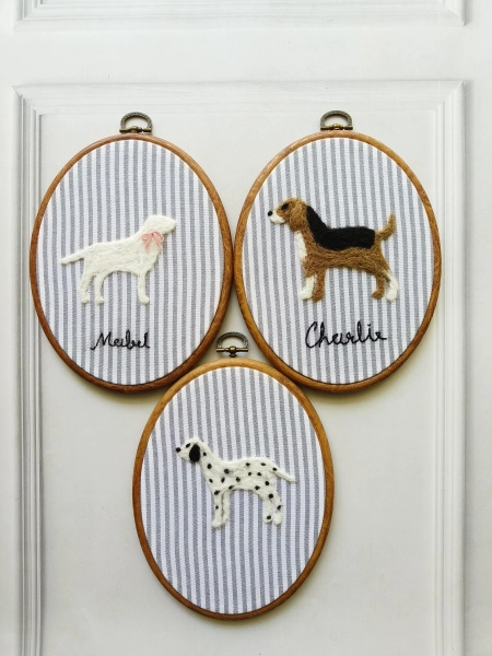 Personalized Needle Felted Dog Embroidery Hoop Art: Custom Pet Portrait
