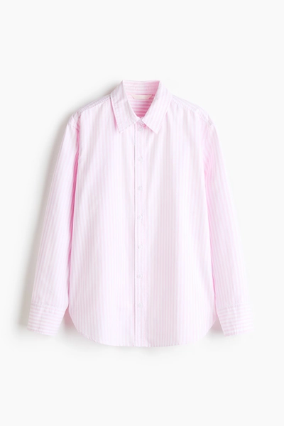 H & M - Oxford Shirt - Light Pink/Striped