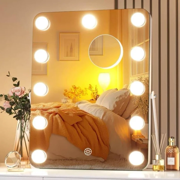 Vosuja 11 in. W x 14 in. H White Rectangle Framed Vanity Mirror
