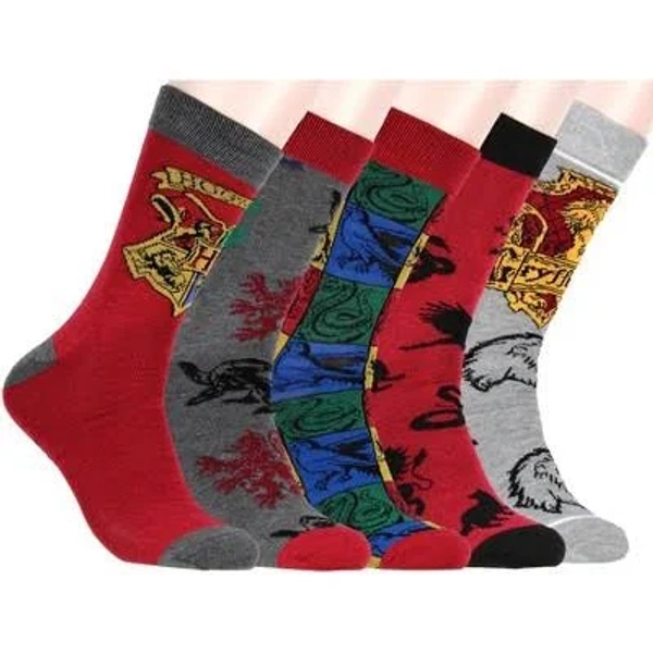 Harry Potter House Crest and Animal Designs Crew Socks (5 Pack)
