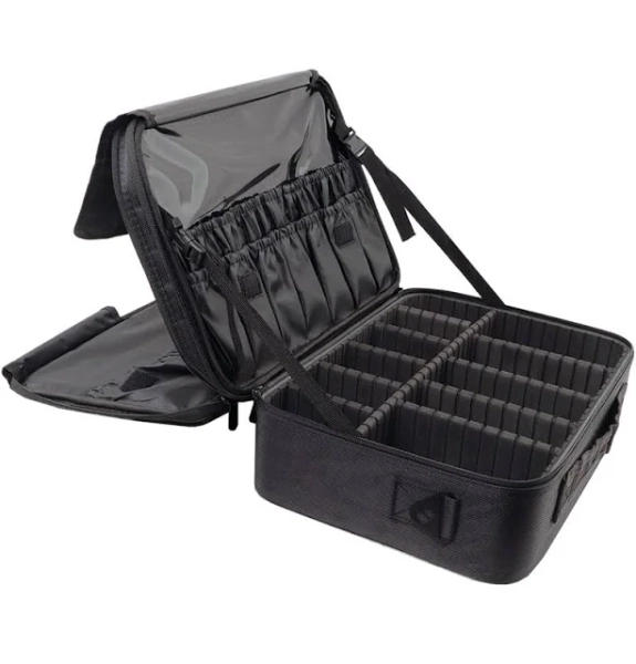 Large Makeup Case, 14.6" L x 10.6" W x 5.1" H Inches Travel Makeup Bag Makeup Organisers, Professional Cosmetic Bag Brush Holder with Brush Slots