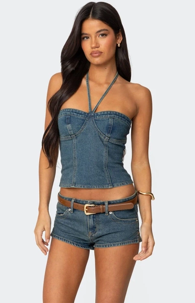 Jagger Denim Halter Top
