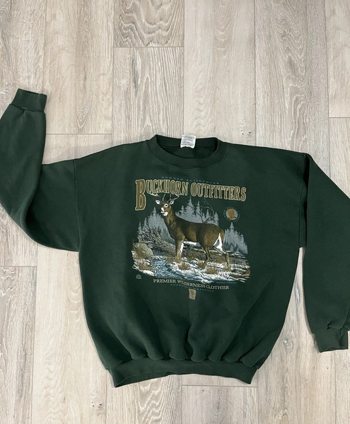 Vintage Tultex Sweatshirt Men’s XL Buck Buckhorn Outfitters Nature Pullover 80s
