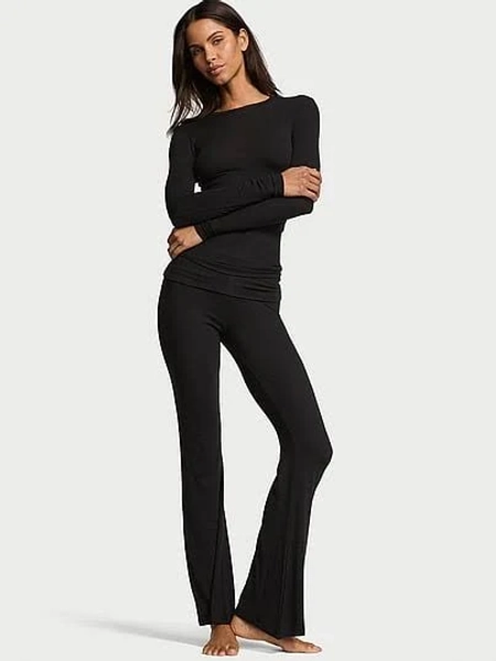 Victoria's Secret Ribbed Modal Long Lounge Set, Black, XL short - Women's Pajama Sets - Victoria's Secret