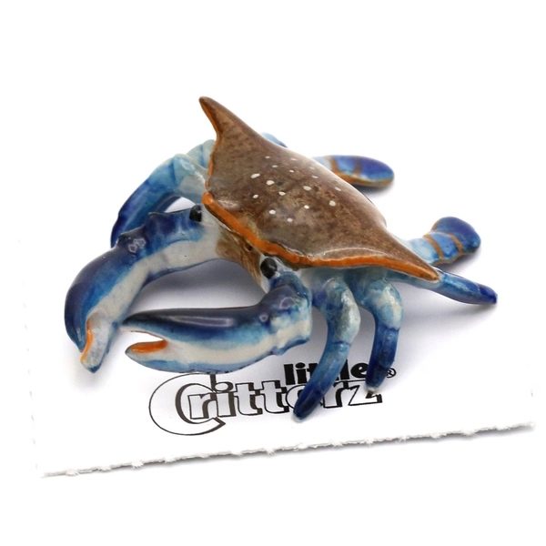 Little Critterz Crab Calli "Savory Beautiful Swimmer" - Birthday Gift Home Decor Reptile Decorative Figurine - Miniature Porcelain Figurine