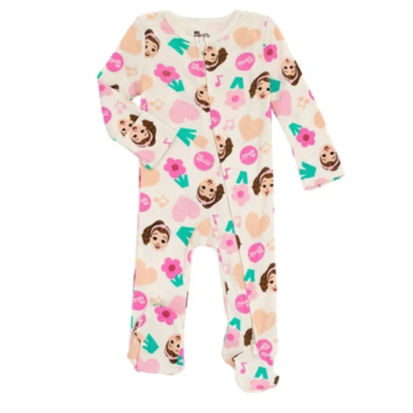 Ms. Rachel Floral Infant Baby Girls Zip Up Sleep N' Play Beige / Pink 24 Months