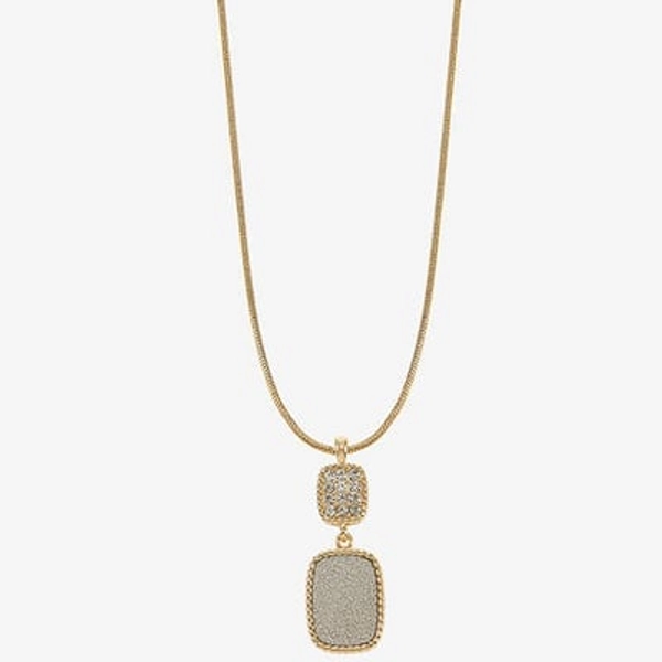 Monet Jewelry Rope Twist Womens Glass Rectangular 17 Inch Pendant Necklace, One Size, Yellow