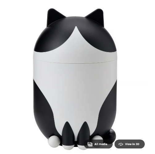 GREJSIMOJS Storage with lid - cat-shaped black/white