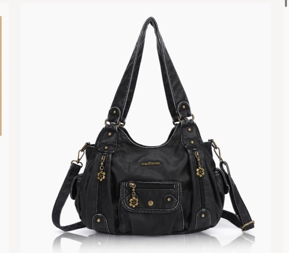 Vintage Old-Washed PU Leather Women’s Shoulder Tote Bag