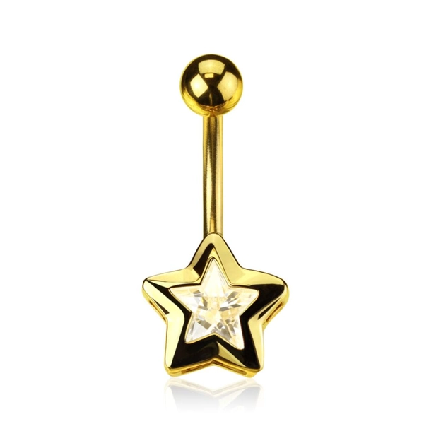 Vergulde navelpiercing met kristallen ster