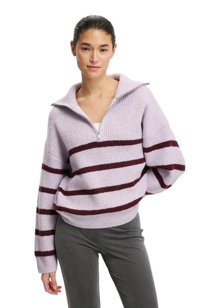 Cotton On Women's Luxe Half Zip Pullover in Lilac Stripe at Nordstrom, Size Large