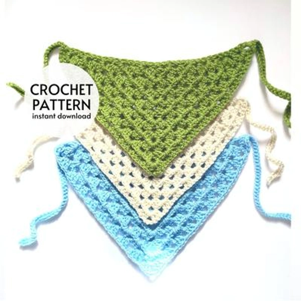 CROCHET PATTERN - Easy Crochet Bandana Headband Pattern, Crochet Hair Scarf Kerchief Pattern PDF, Beginner Friendly Instant Digital Download