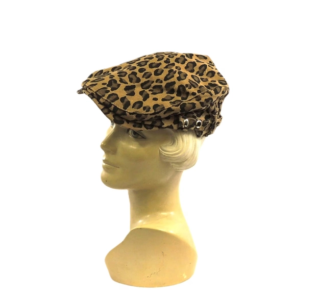 Leopard Print  Flat Cap Retro 1950s back in trend 1980s style