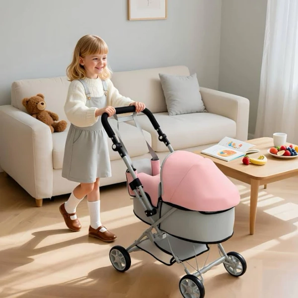Reborn baby dolls accessories, Toy baby stroller, Reborn baby accessories, Baby Stroller for Dolls Trendy Pram In Grey/Pink - Baby Doll Pram Suitable