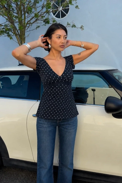 V-neck T-shirt with a band