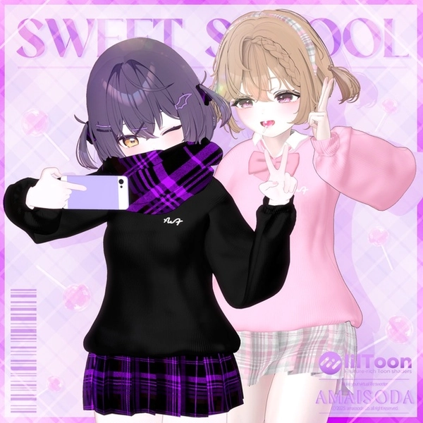 🍭sweet school uniform with scarf + candy🍭かわいい制服🍫