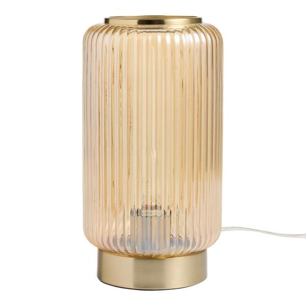 Jean Glass and Gold Metal Fluted Dimmable Table Lamp