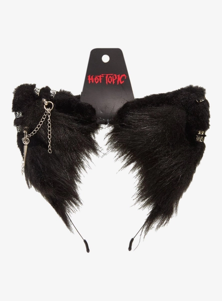 Black Pierced Chain Cat Ear Headband